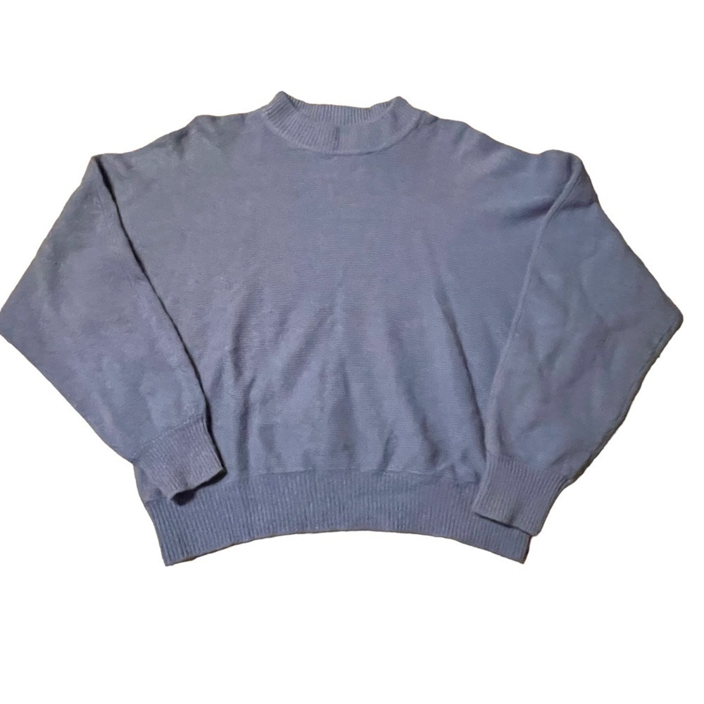 Vintage Lambswool Angora Mock Neck Raglan Sleeve Sweater Periwinkle Blue Size XL